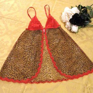 🧡💖 VICTORIA’S SECRET VERY SEXY LEOPARD PRINT BABY DOLL – SZ S – NWOT 🧡
